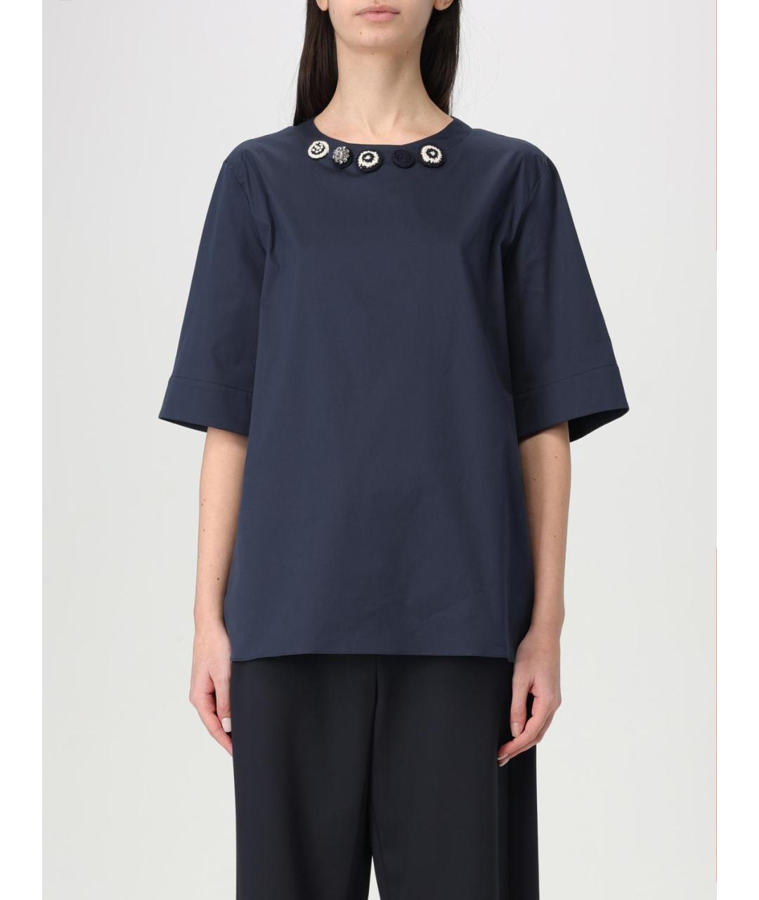 'S MAX MARA Темно-синяя футболка, фото 2