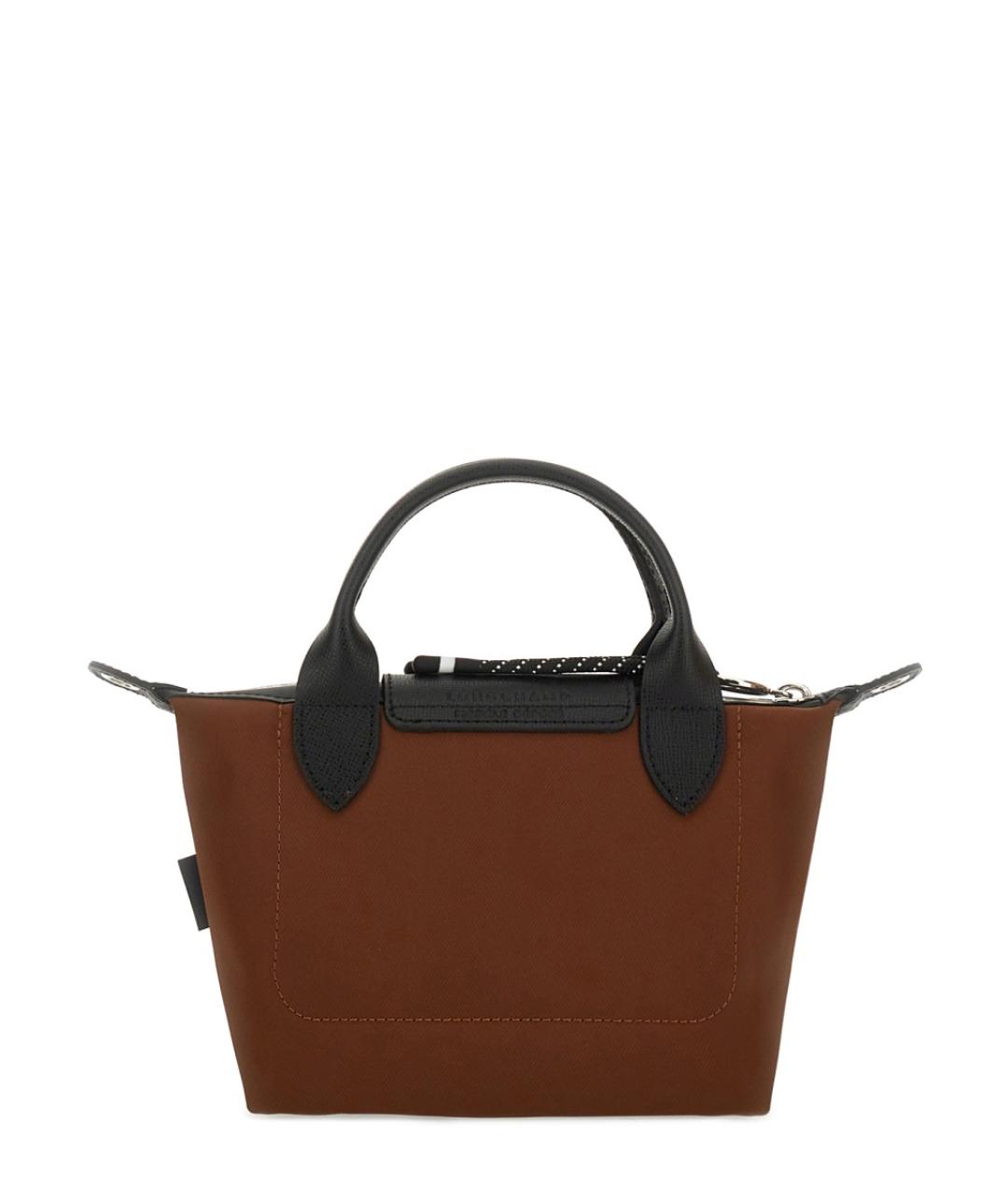 LONGCHAMP Коричневая синтетическая сумка с короткими ручками, фото 4