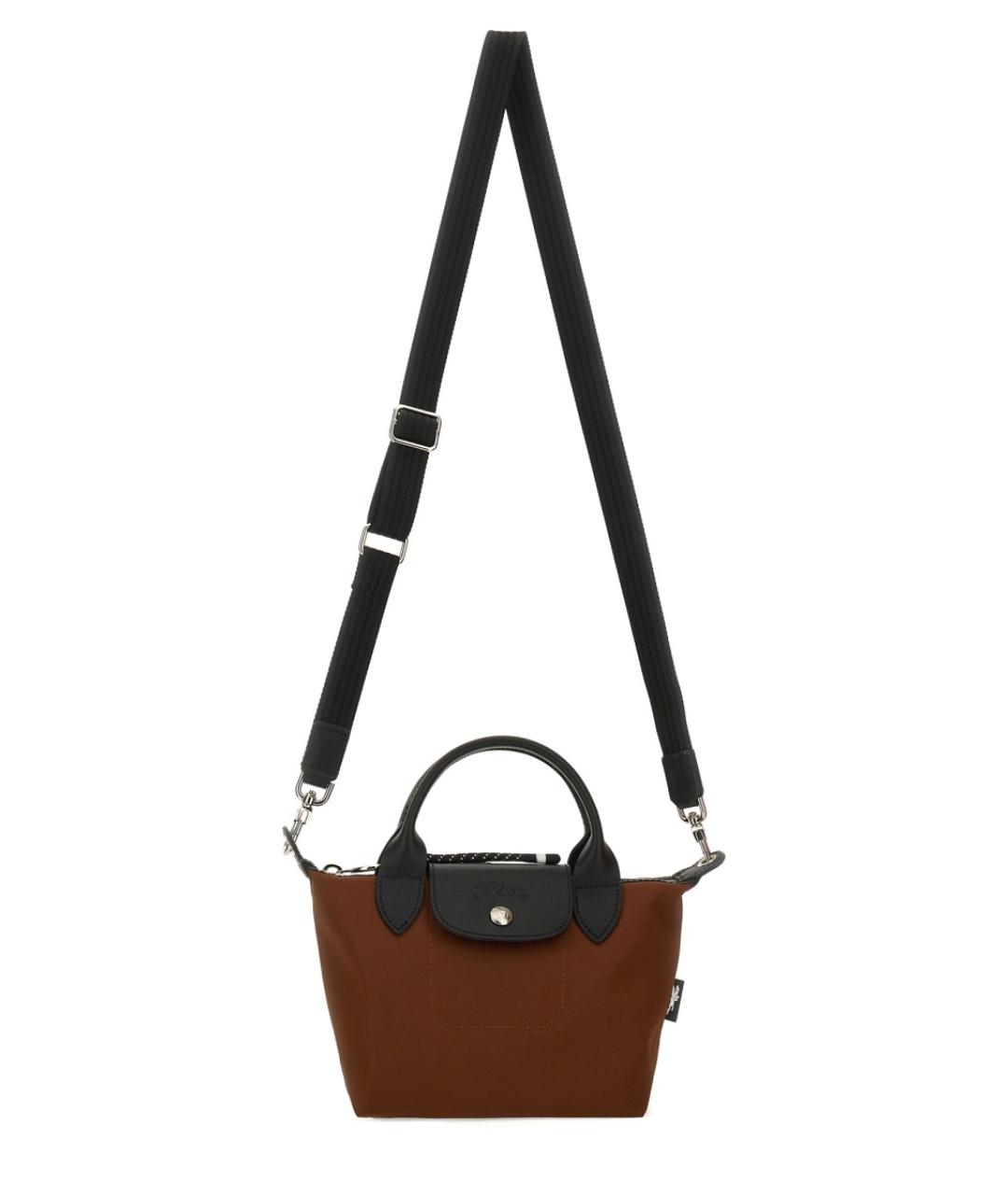 LONGCHAMP Коричневая синтетическая сумка с короткими ручками, фото 2