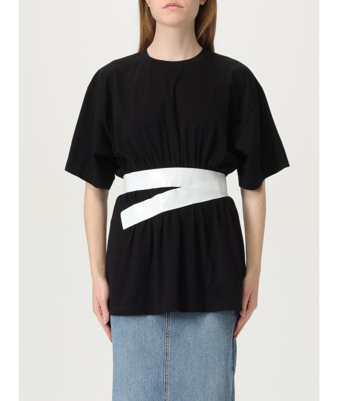 MM6 MAISON MARGIELA Черная хлопковая футболка, фото 2