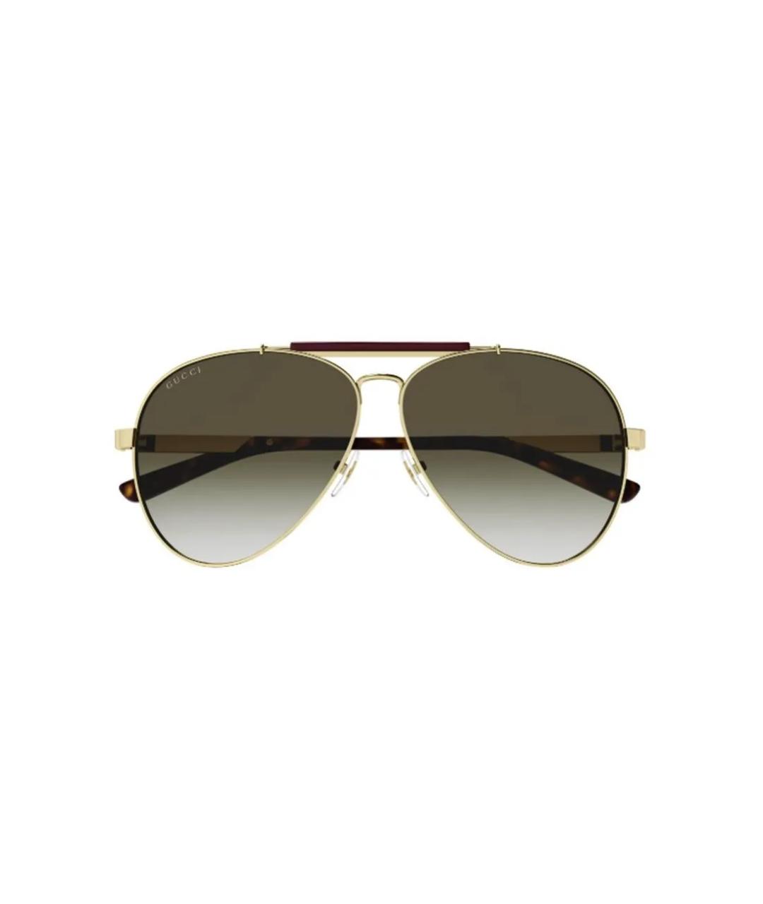 GUCCI Золотые металлические солнцезащитные очки, фото 2
