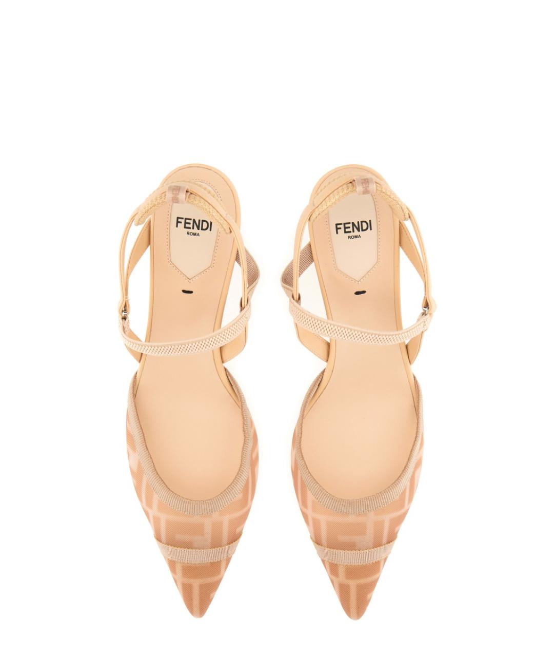 FENDI Бежевые синтетические туфли, фото 5