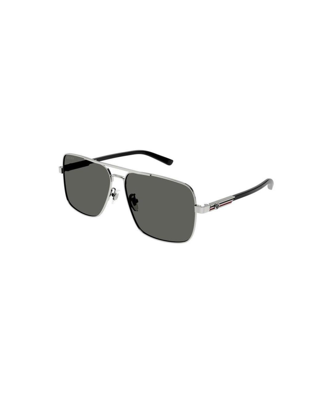 GUCCI Серебряные металлические солнцезащитные очки, фото 1