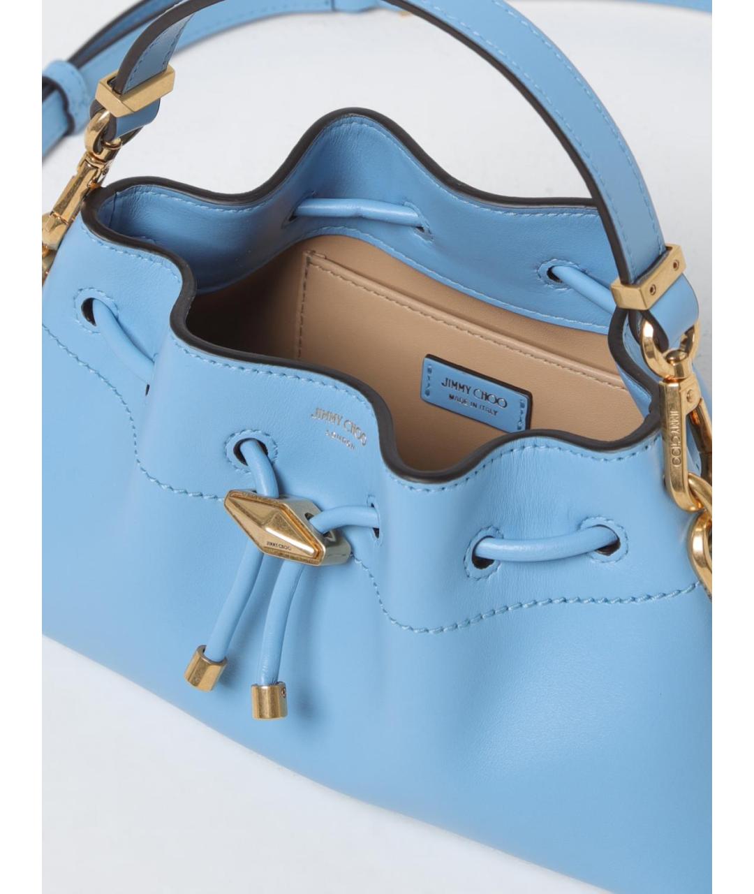 JIMMY CHOO Голубая кожаная сумка с короткими ручками, фото 4