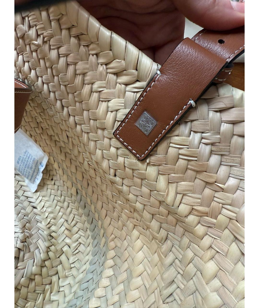 LOEWE Бежевая пелетеная пляжная сумка, фото 7
