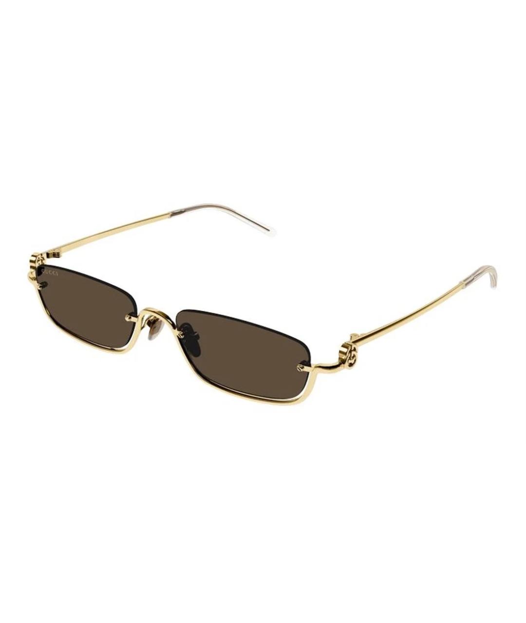 GUCCI Золотые металлические солнцезащитные очки, фото 1
