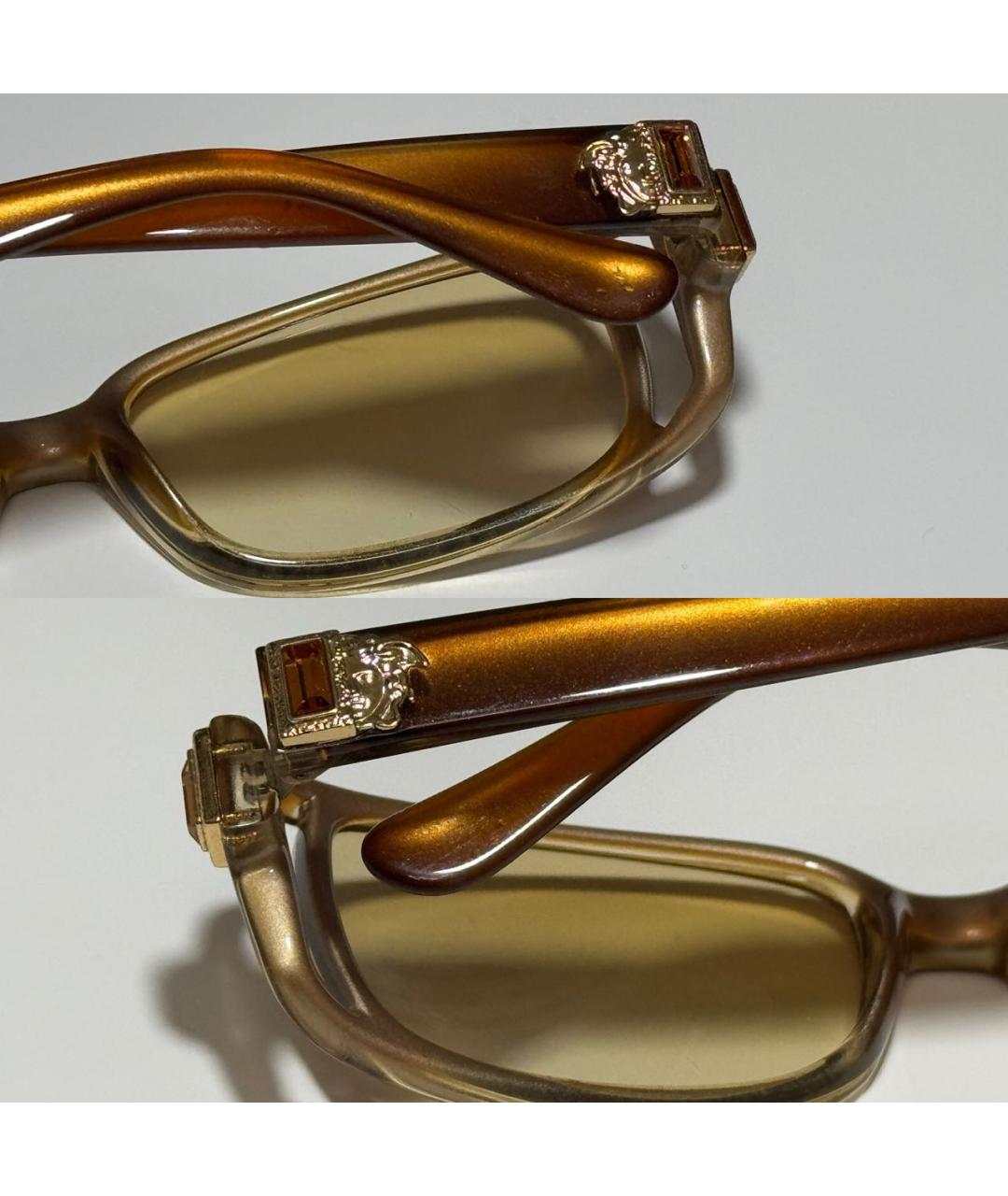 VERSACE Золотые пластиковые солнцезащитные очки, фото 7