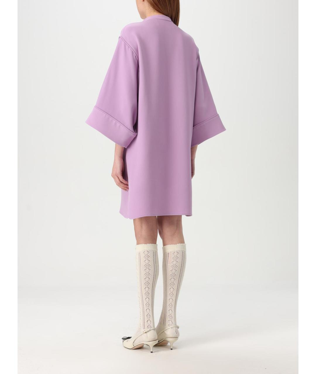 VALENTINO Фиолетовое шелковое повседневное платье, фото 4