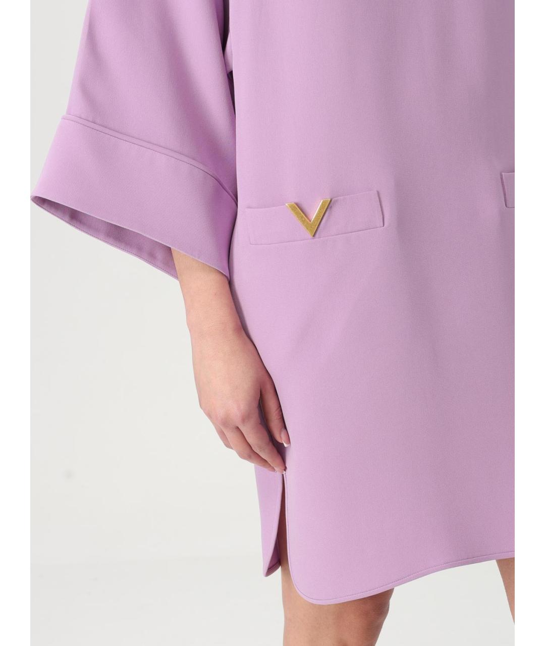 VALENTINO Фиолетовое шелковое повседневное платье, фото 6