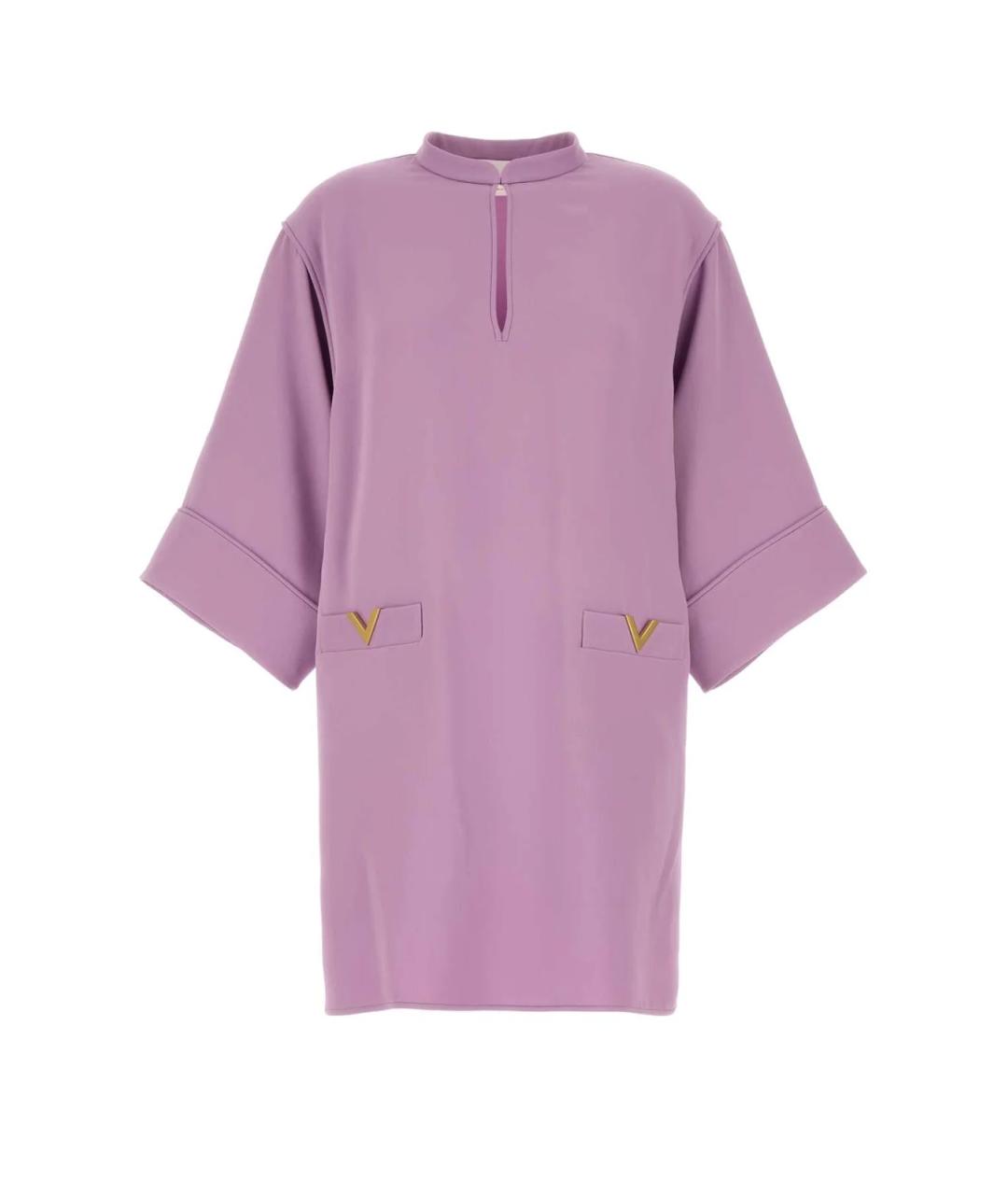 VALENTINO Фиолетовое шелковое повседневное платье, фото 1