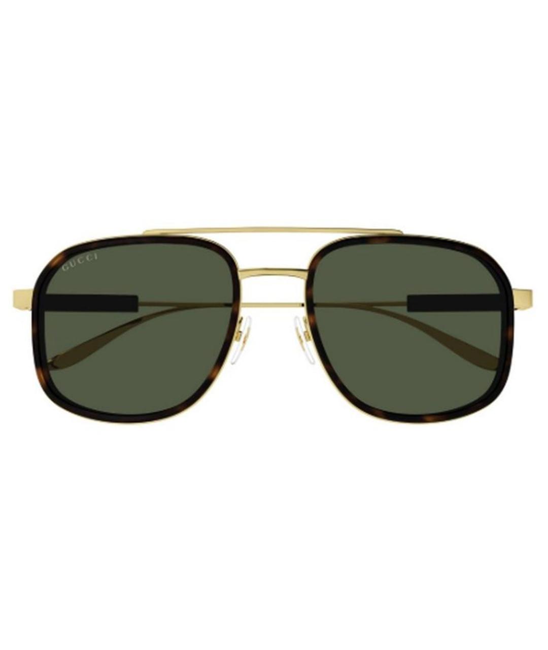 GUCCI Золотые металлические солнцезащитные очки, фото 2