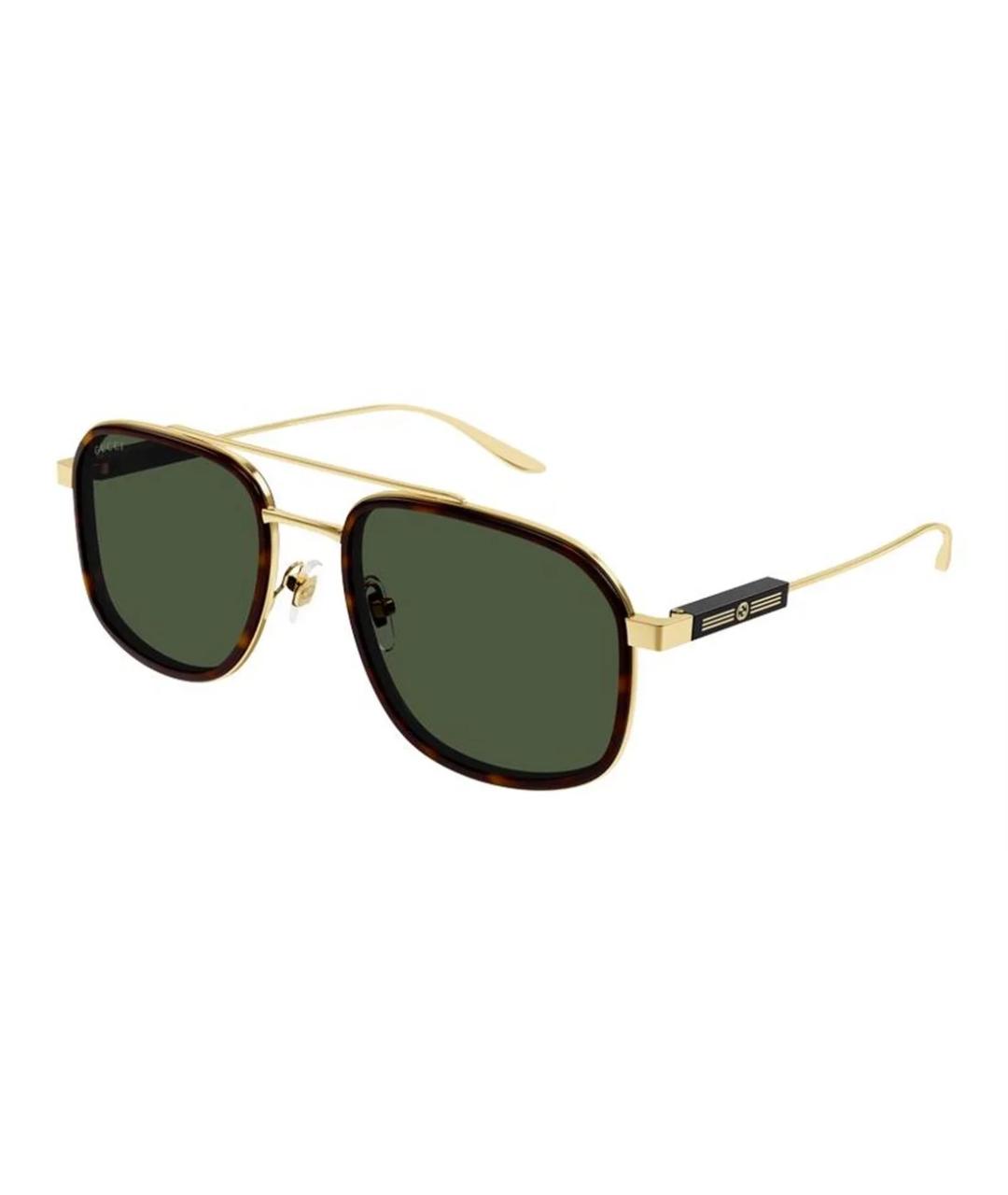 GUCCI Золотые металлические солнцезащитные очки, фото 1