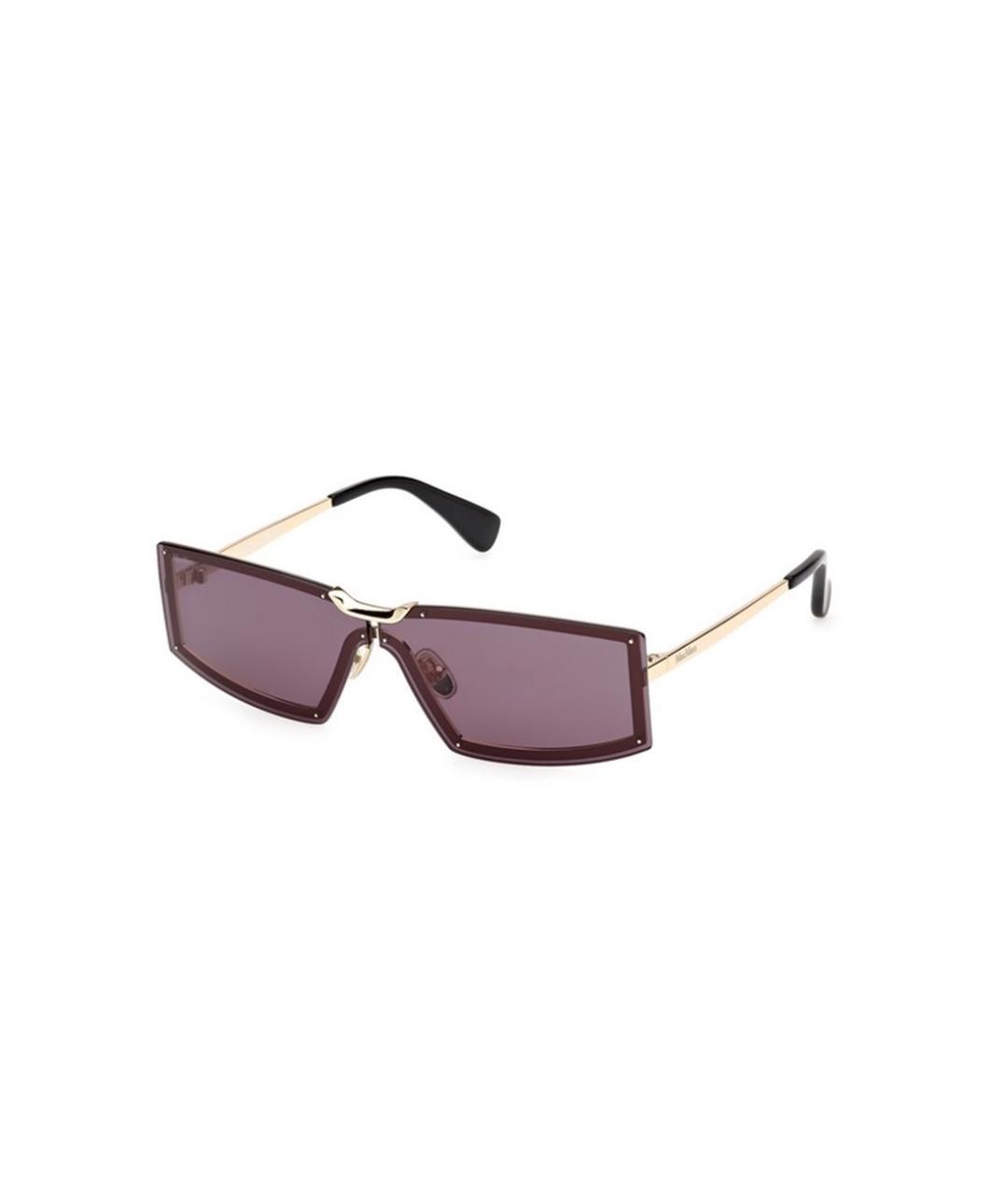 MAX MARA Золотые металлические солнцезащитные очки, фото 1