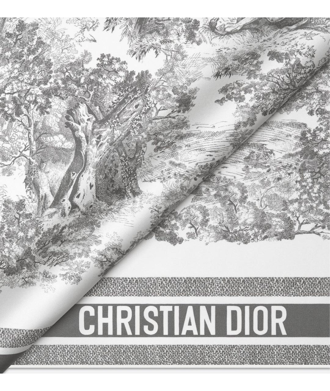 CHRISTIAN DIOR Серый шелковый платок, фото 2