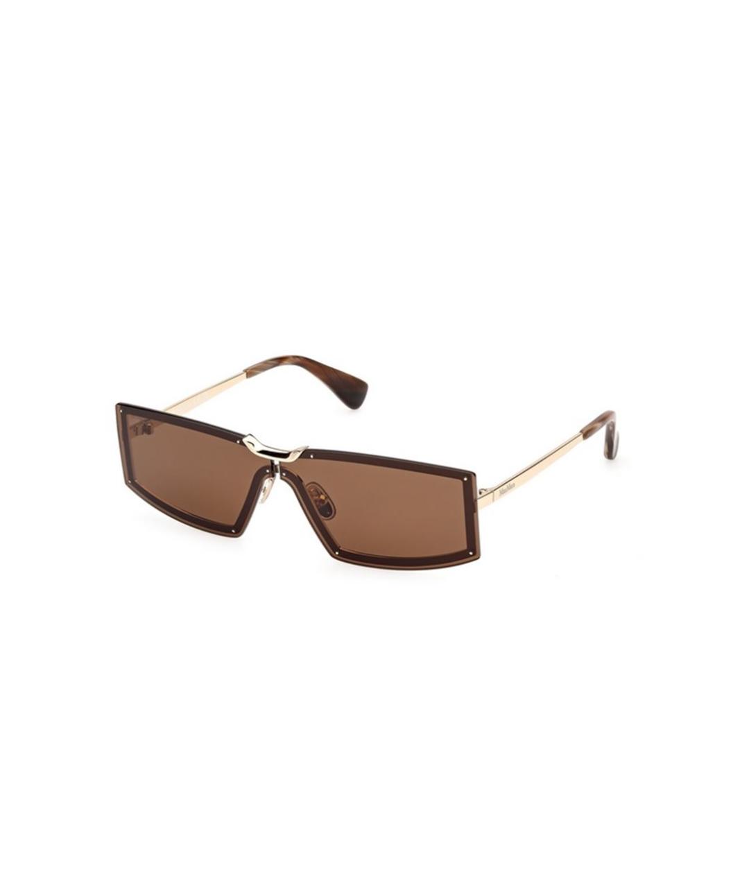 MAX MARA Золотые металлические солнцезащитные очки, фото 1