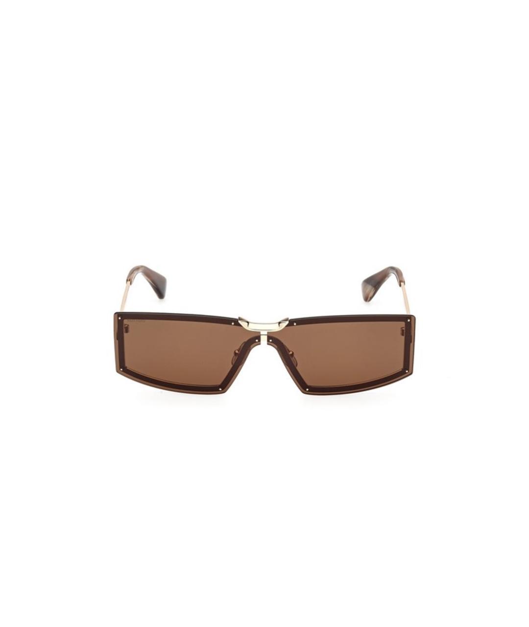 MAX MARA Золотые металлические солнцезащитные очки, фото 3