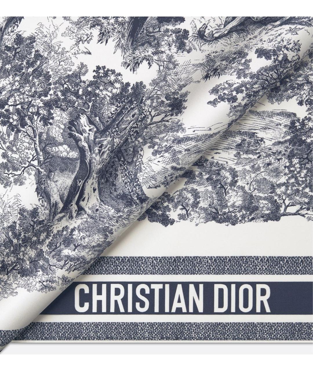 CHRISTIAN DIOR Синий шелковый платок, фото 2