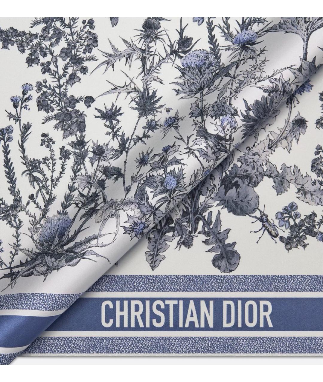CHRISTIAN DIOR Голубой шелковый платок, фото 2