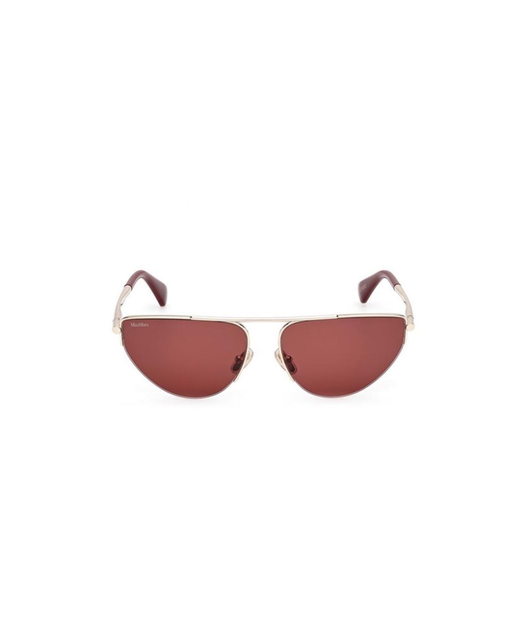 MAX MARA Золотые металлические солнцезащитные очки, фото 3