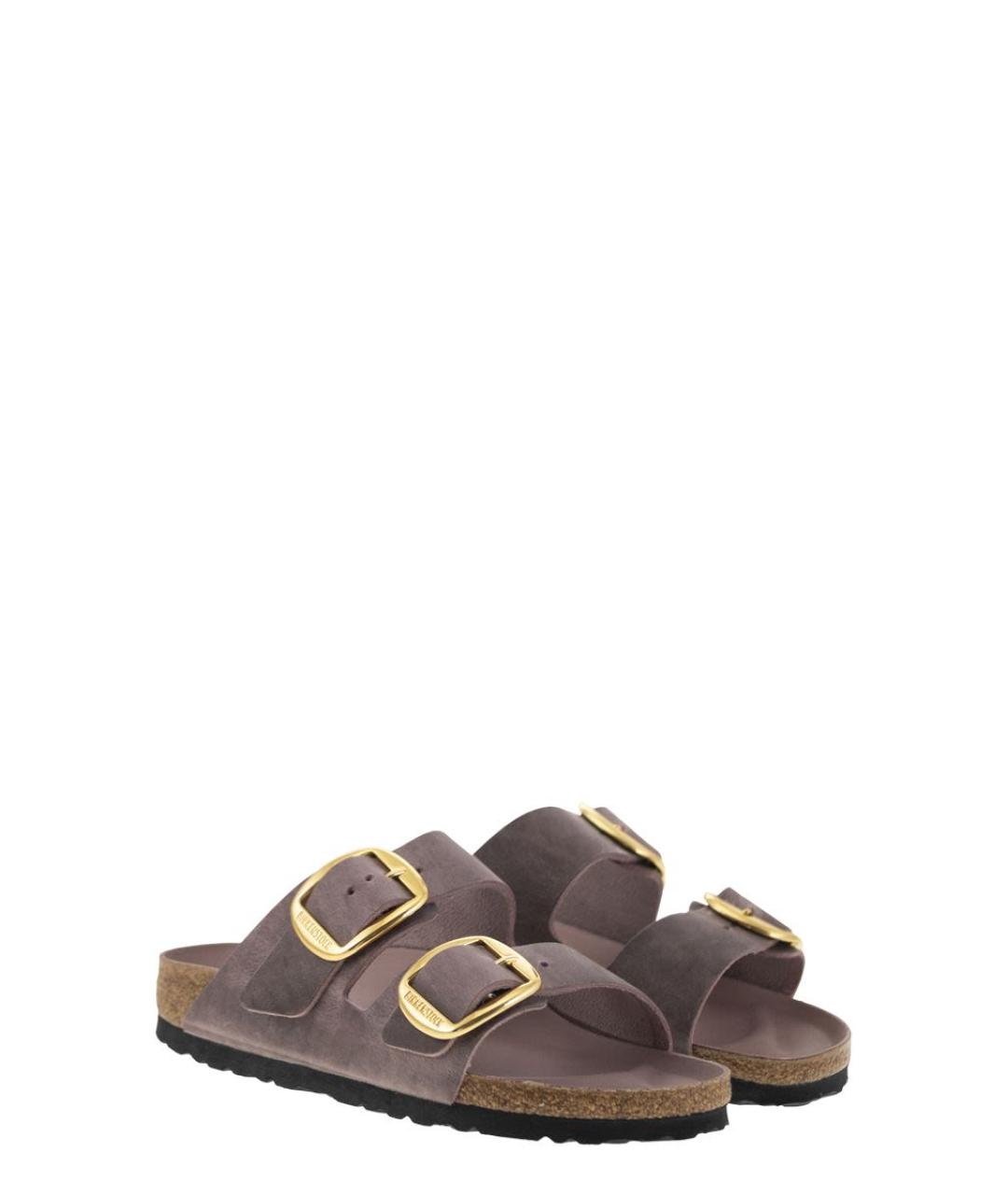 BIRKENSTOCK Фиолетовые кожаные шлепанцы, фото 4