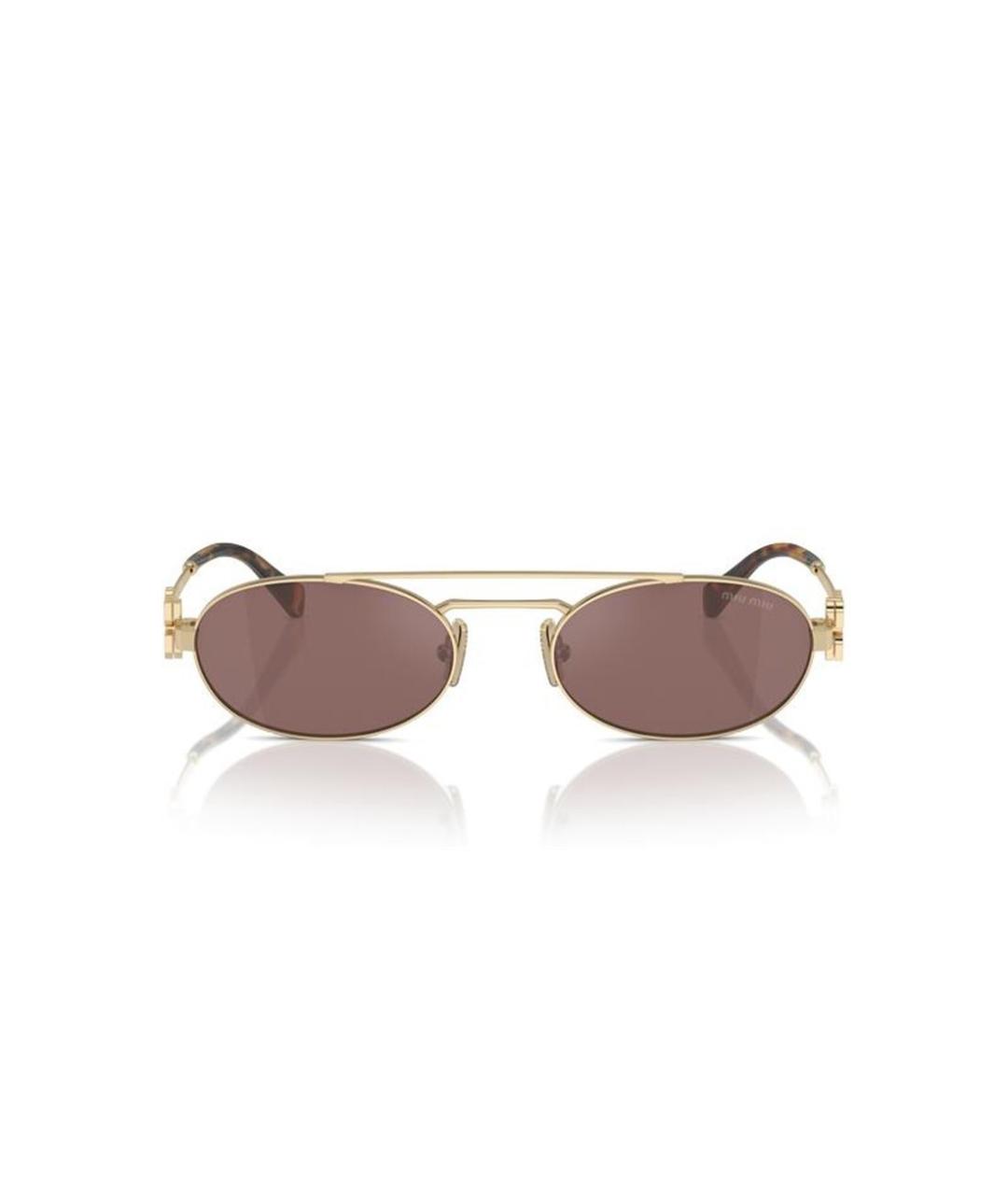 MIU MIU Золотые металлические солнцезащитные очки, фото 2