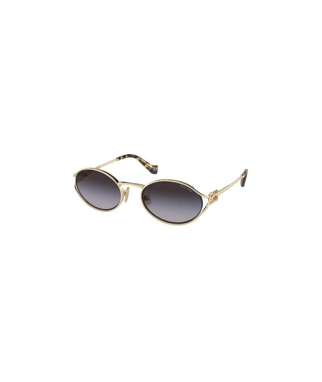 MIU MIU Золотые металлические солнцезащитные очки, фото 1