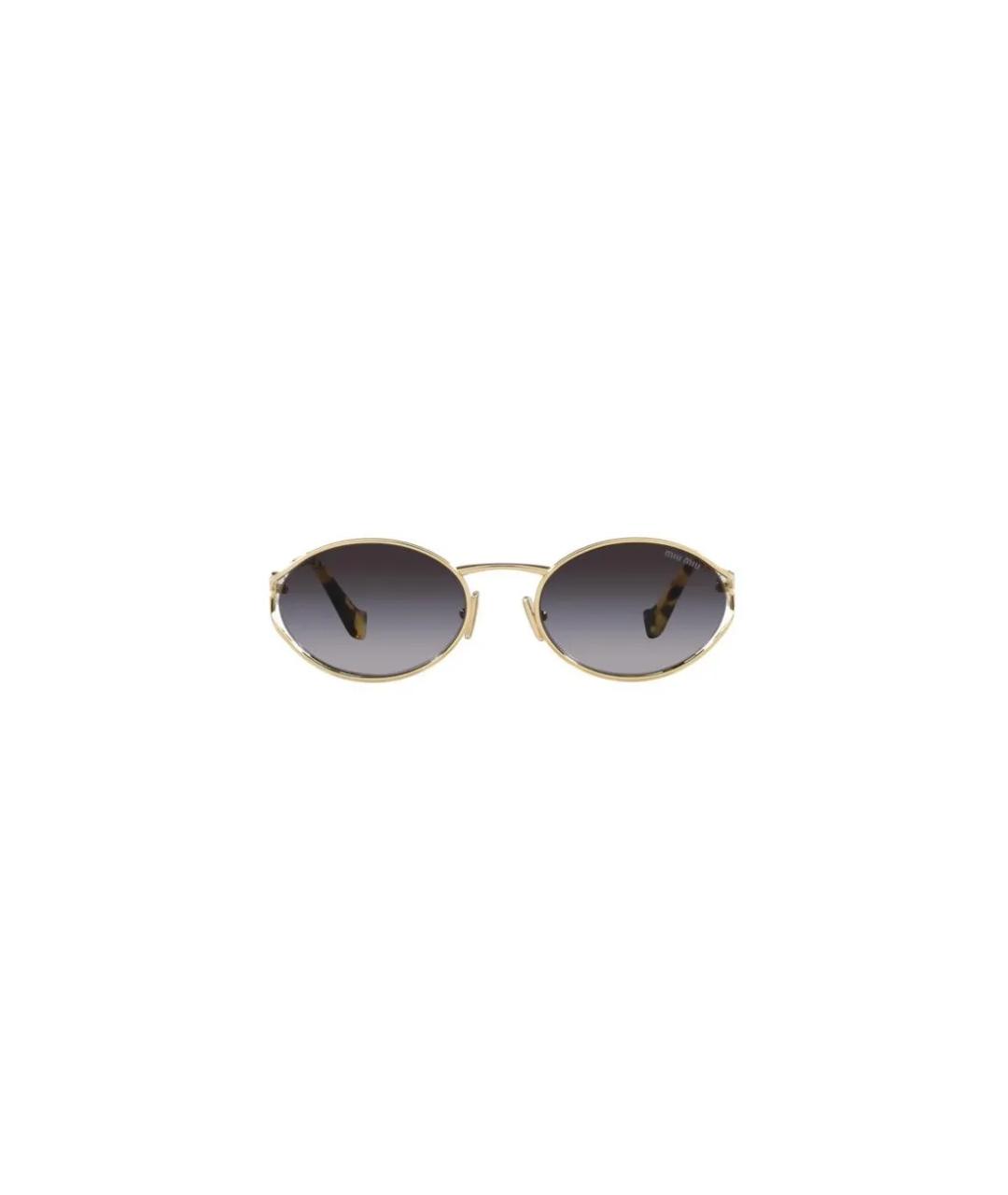 MIU MIU Золотые металлические солнцезащитные очки, фото 2