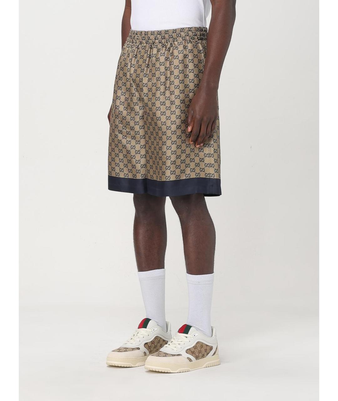 GUCCI Бежевые шелковые шорты, фото 4