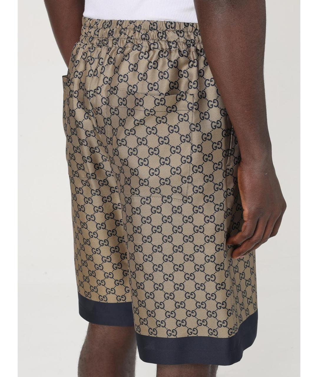 GUCCI Бежевые шелковые шорты, фото 5