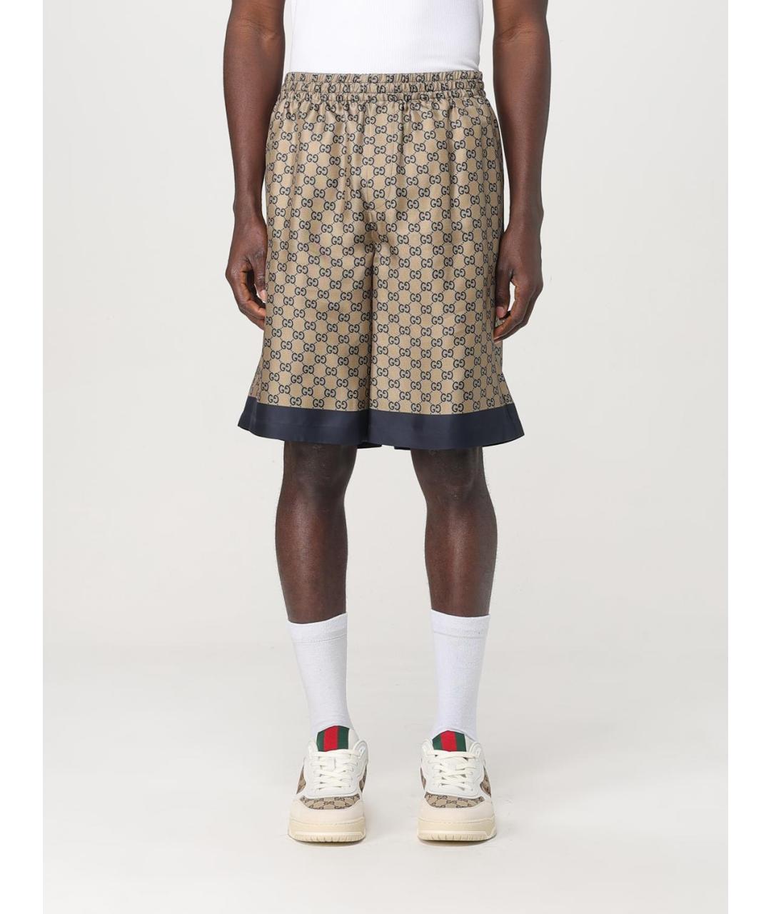 GUCCI Бежевые шелковые шорты, фото 2
