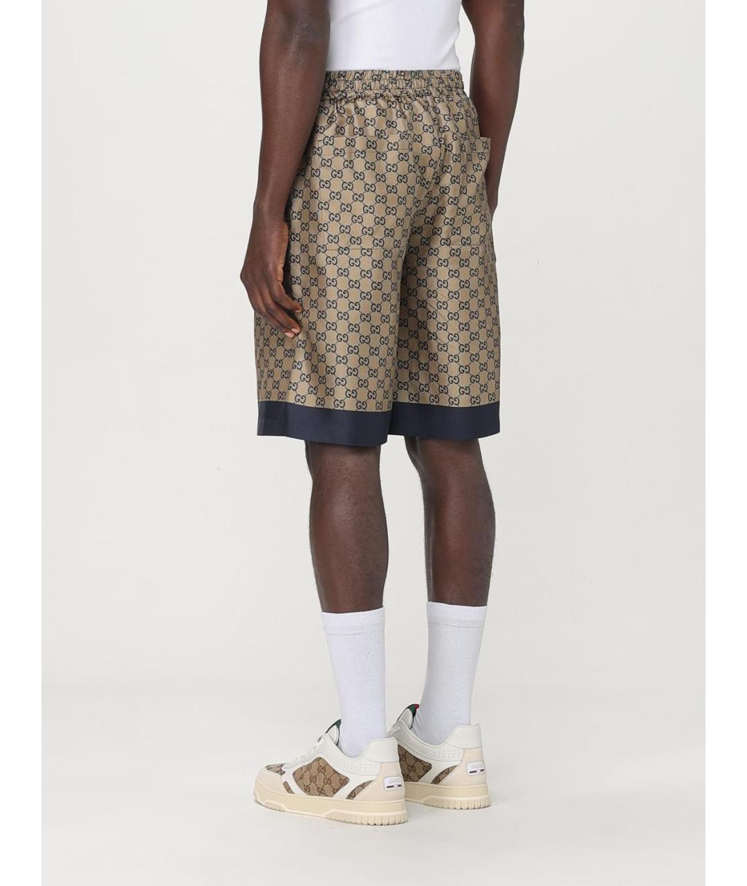 GUCCI Бежевые шелковые шорты, фото 3