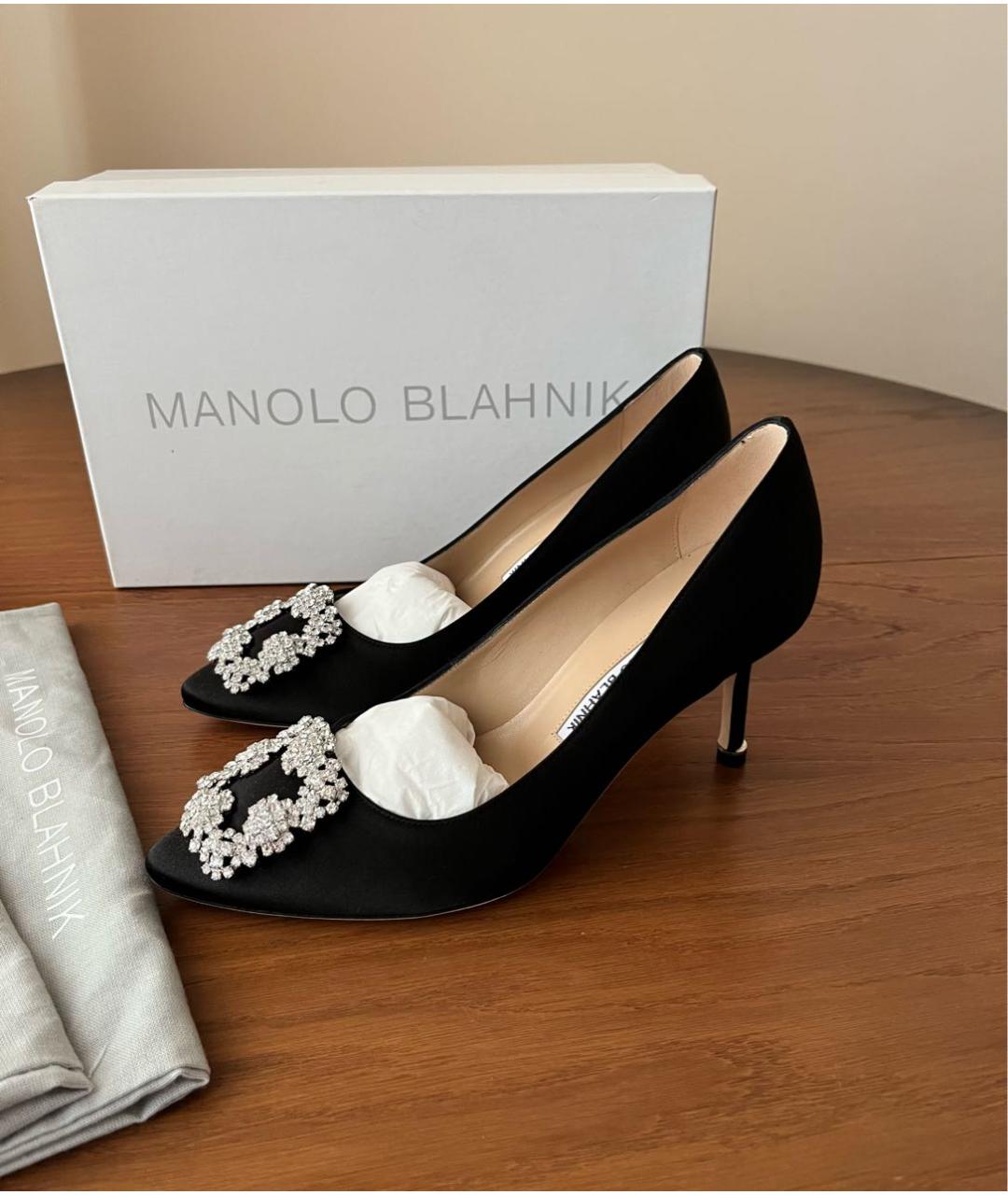 MANOLO BLAHNIK Черные текстильные туфли, фото 5