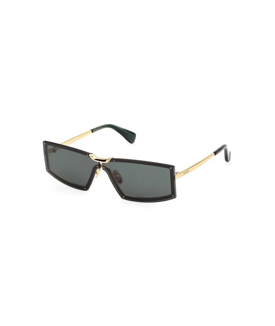 MAX MARA Золотые металлические солнцезащитные очки, фото 1
