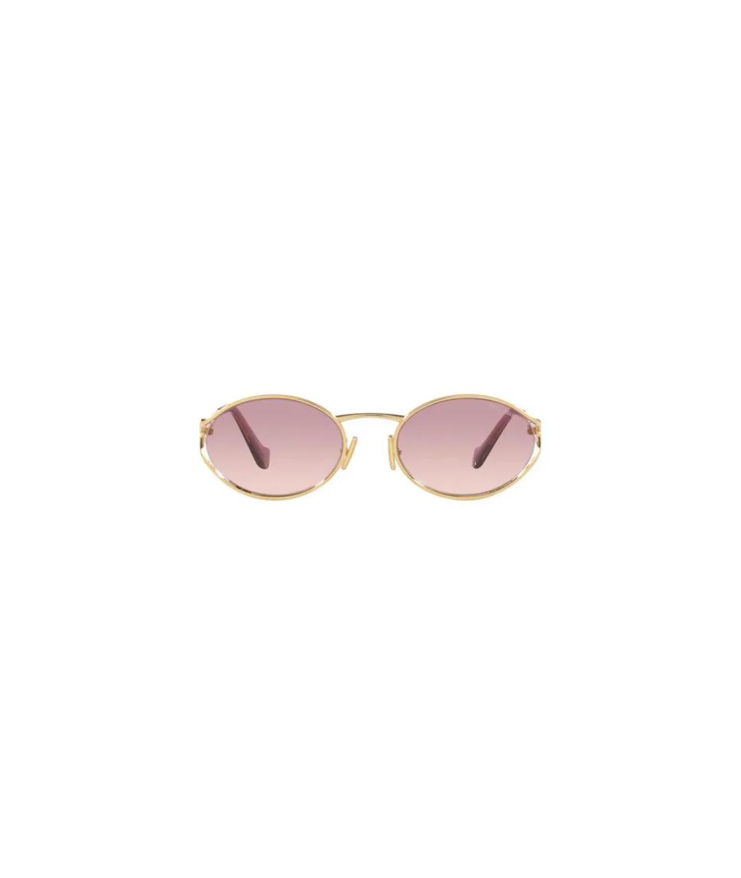 MIU MIU Золотые металлические солнцезащитные очки, фото 2