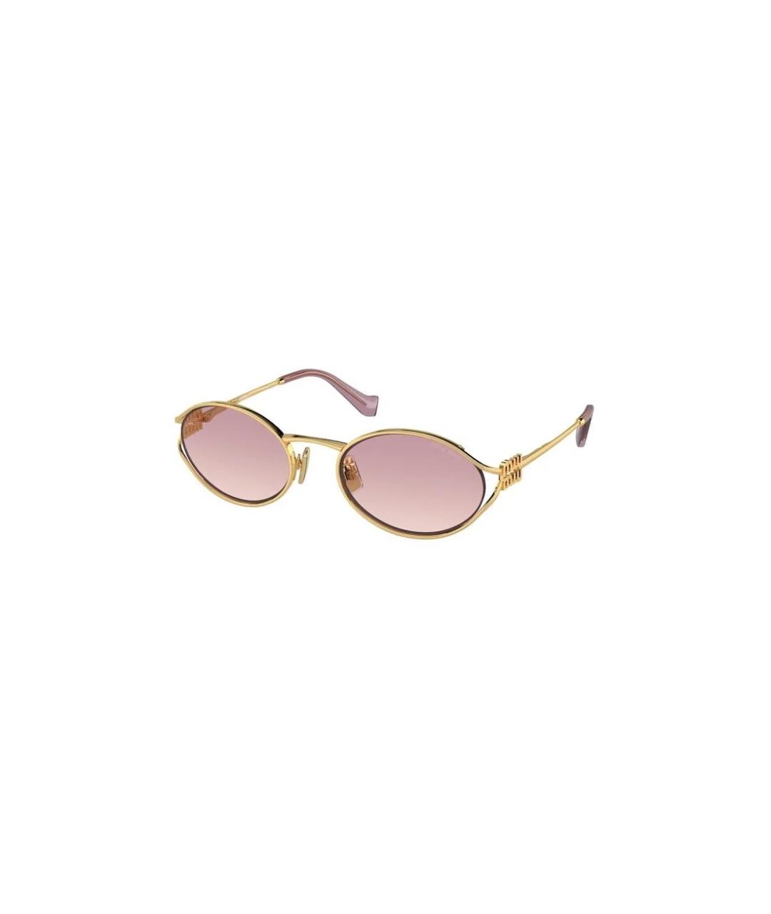 MIU MIU Золотые металлические солнцезащитные очки, фото 1
