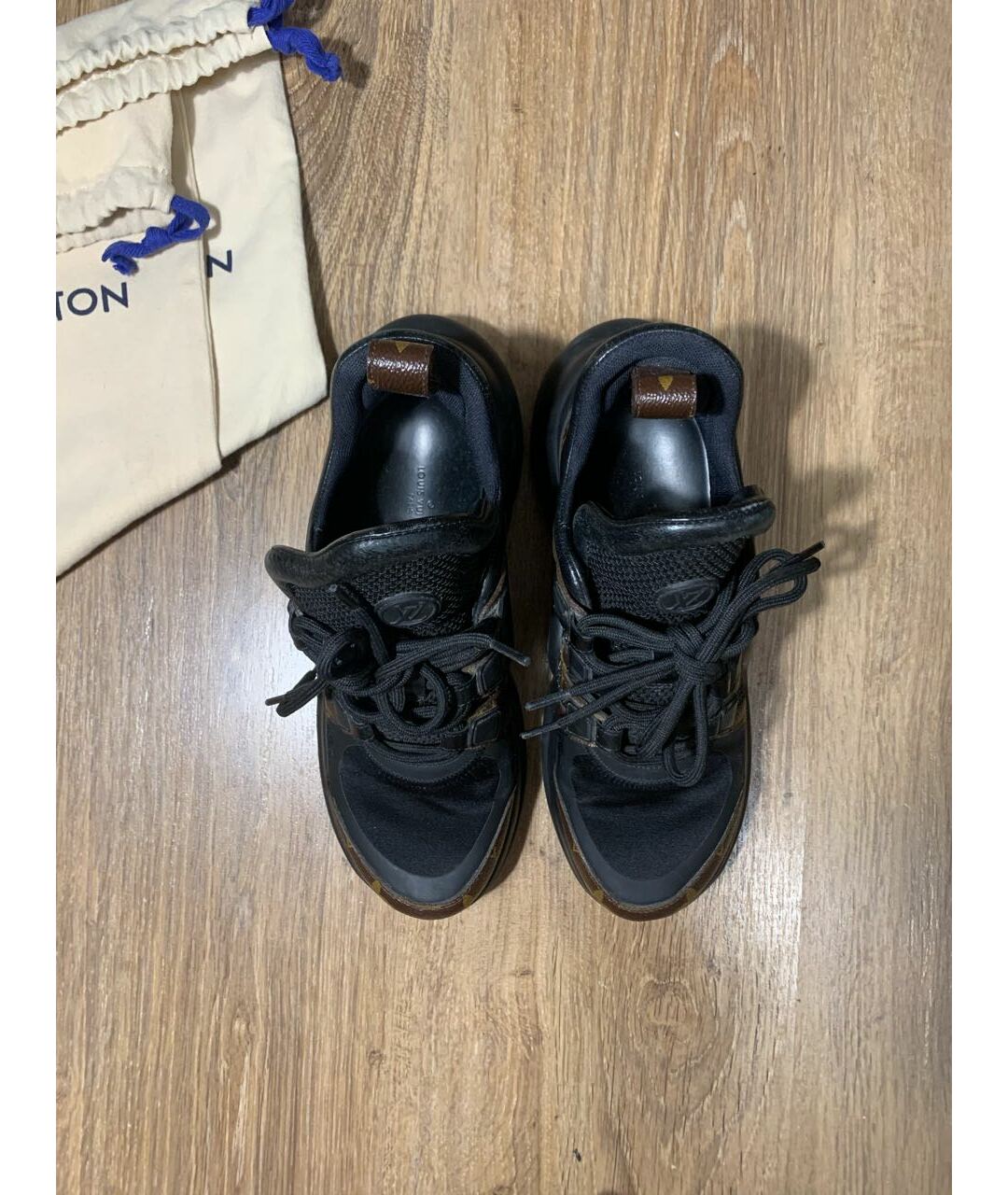 LOUIS VUITTON PRE-OWNED Черные кроссовки из искусственной кожи, фото 3