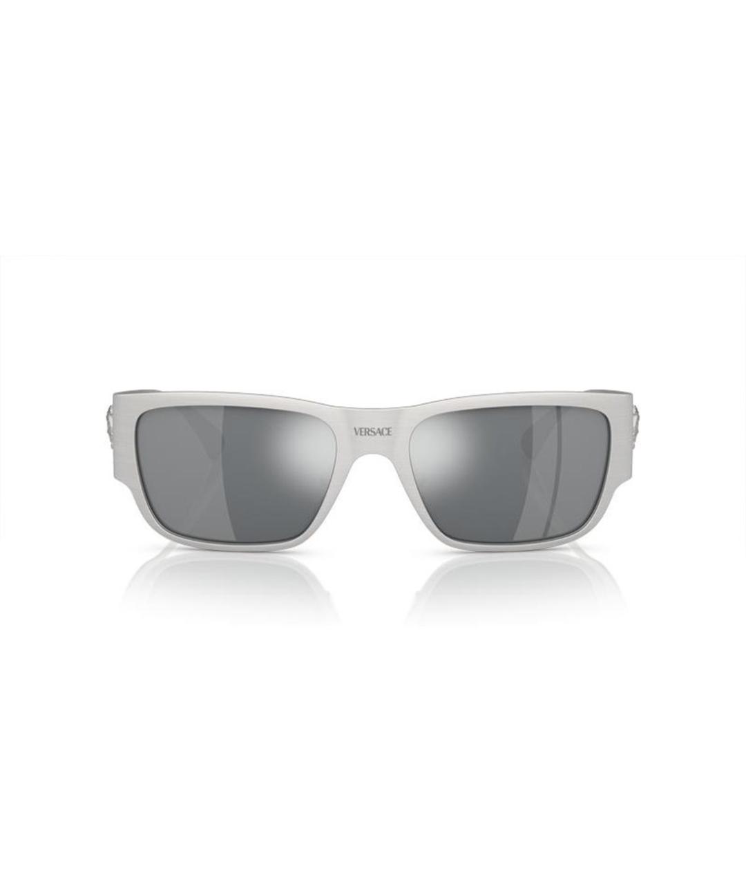 VERSACE Серебряные металлические солнцезащитные очки, фото 2