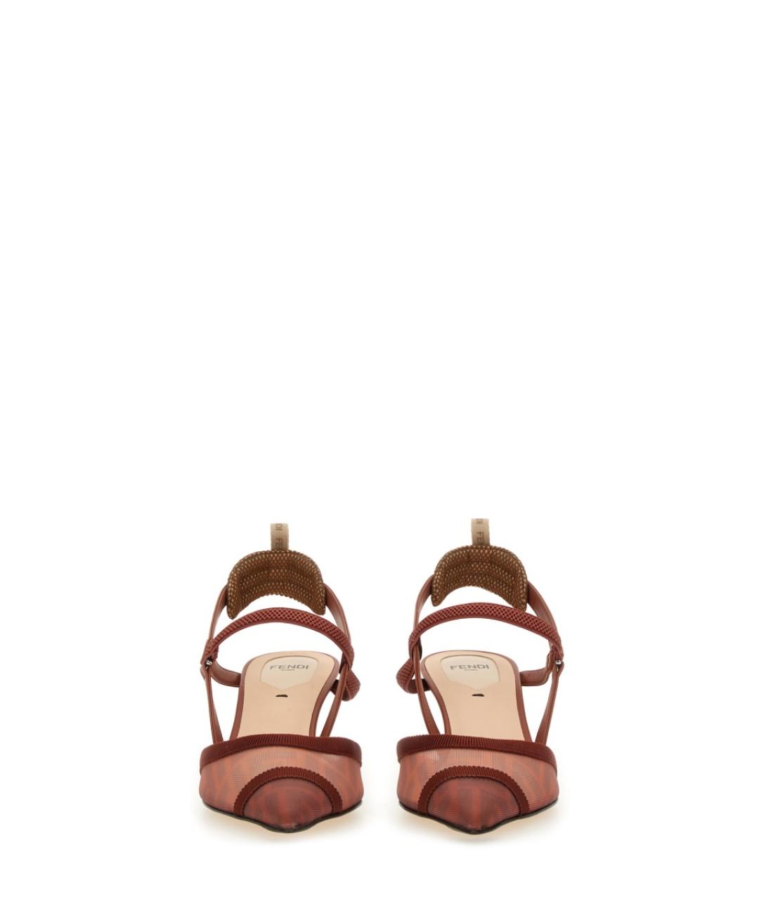 FENDI Коричневые синтетические туфли, фото 4