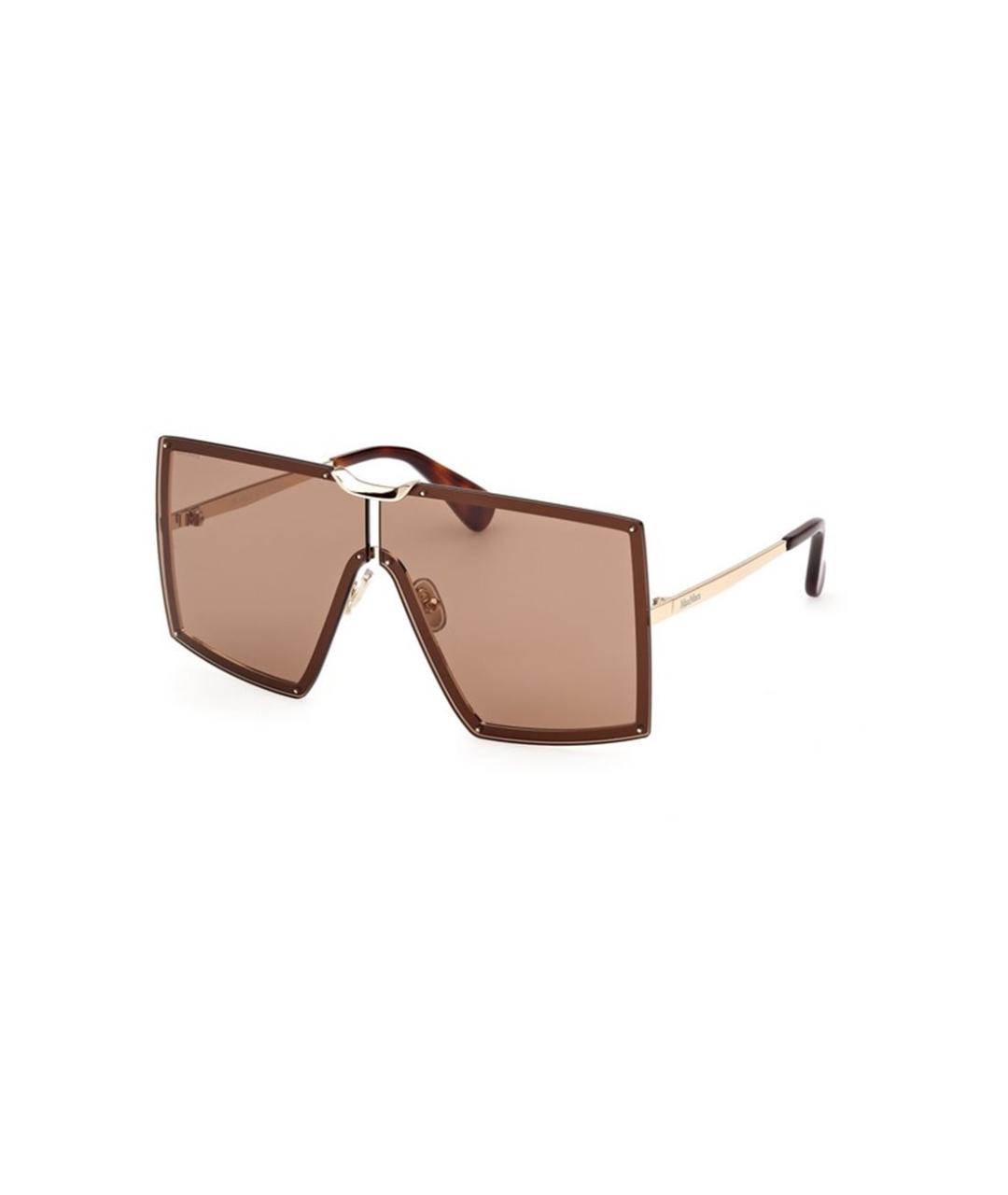 MAX MARA Золотые металлические солнцезащитные очки, фото 1