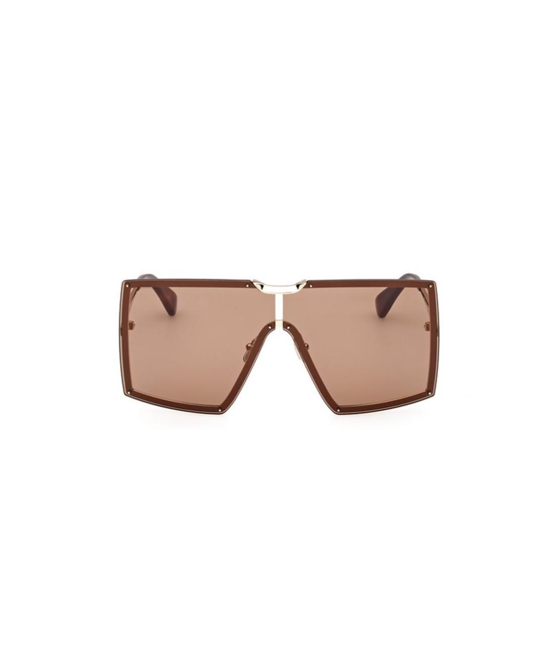 MAX MARA Золотые металлические солнцезащитные очки, фото 3