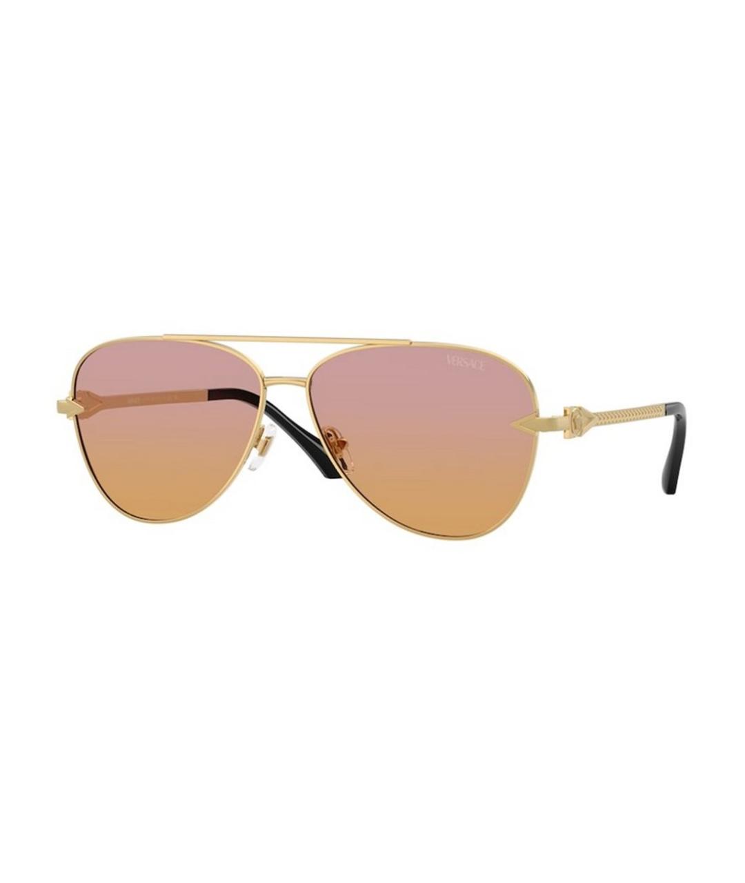 VERSACE Золотые металлические солнцезащитные очки, фото 1