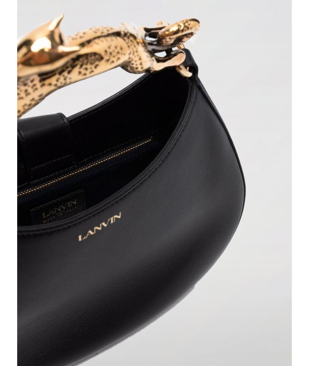 LANVIN Черная кожаная сумка с короткими ручками, фото 5
