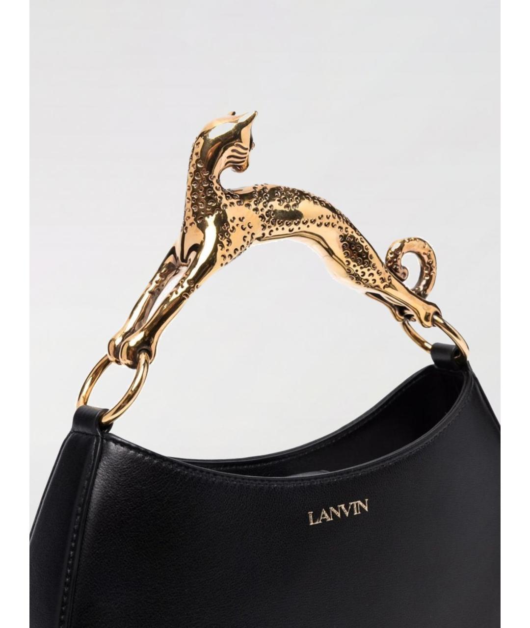 LANVIN Черная кожаная сумка с короткими ручками, фото 4