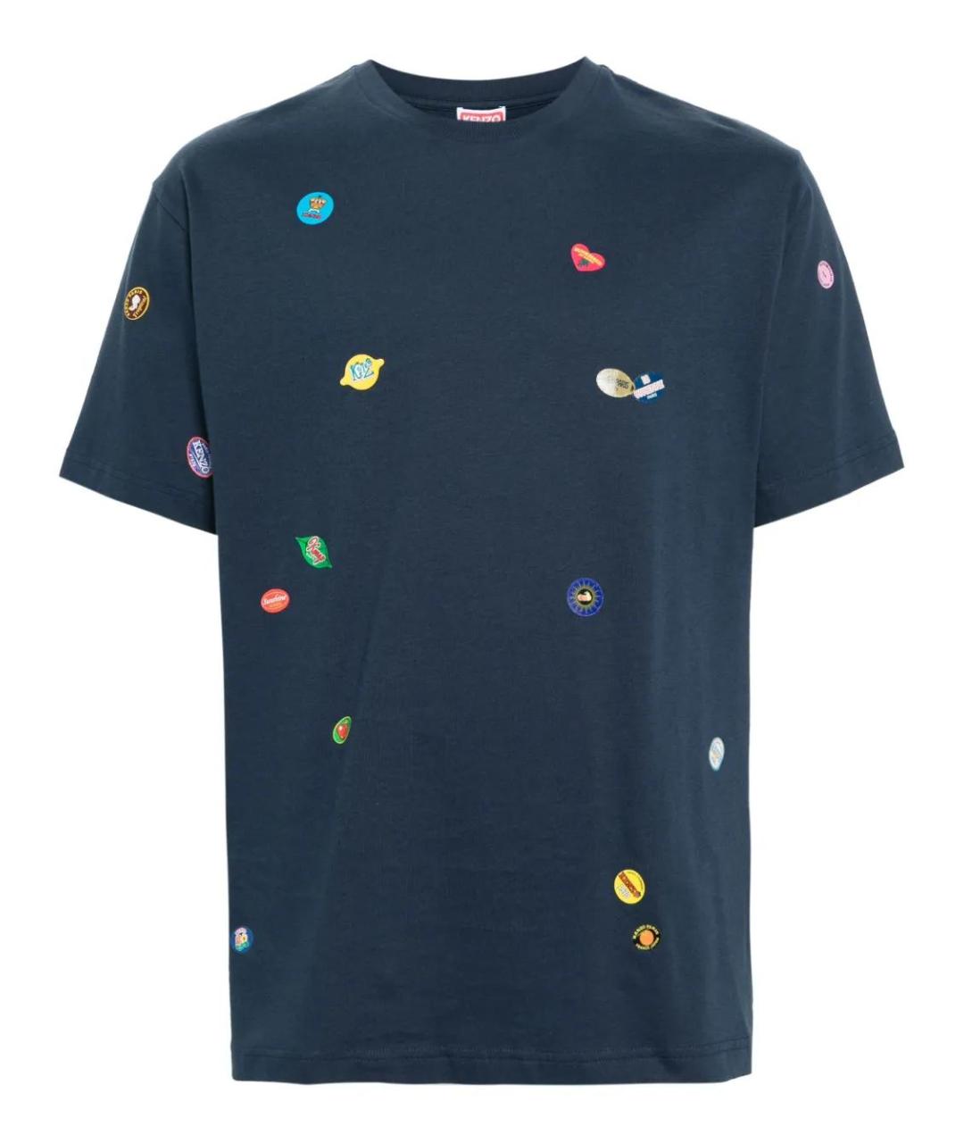 KENZO Темно-синяя хлопковая футболка, фото 1