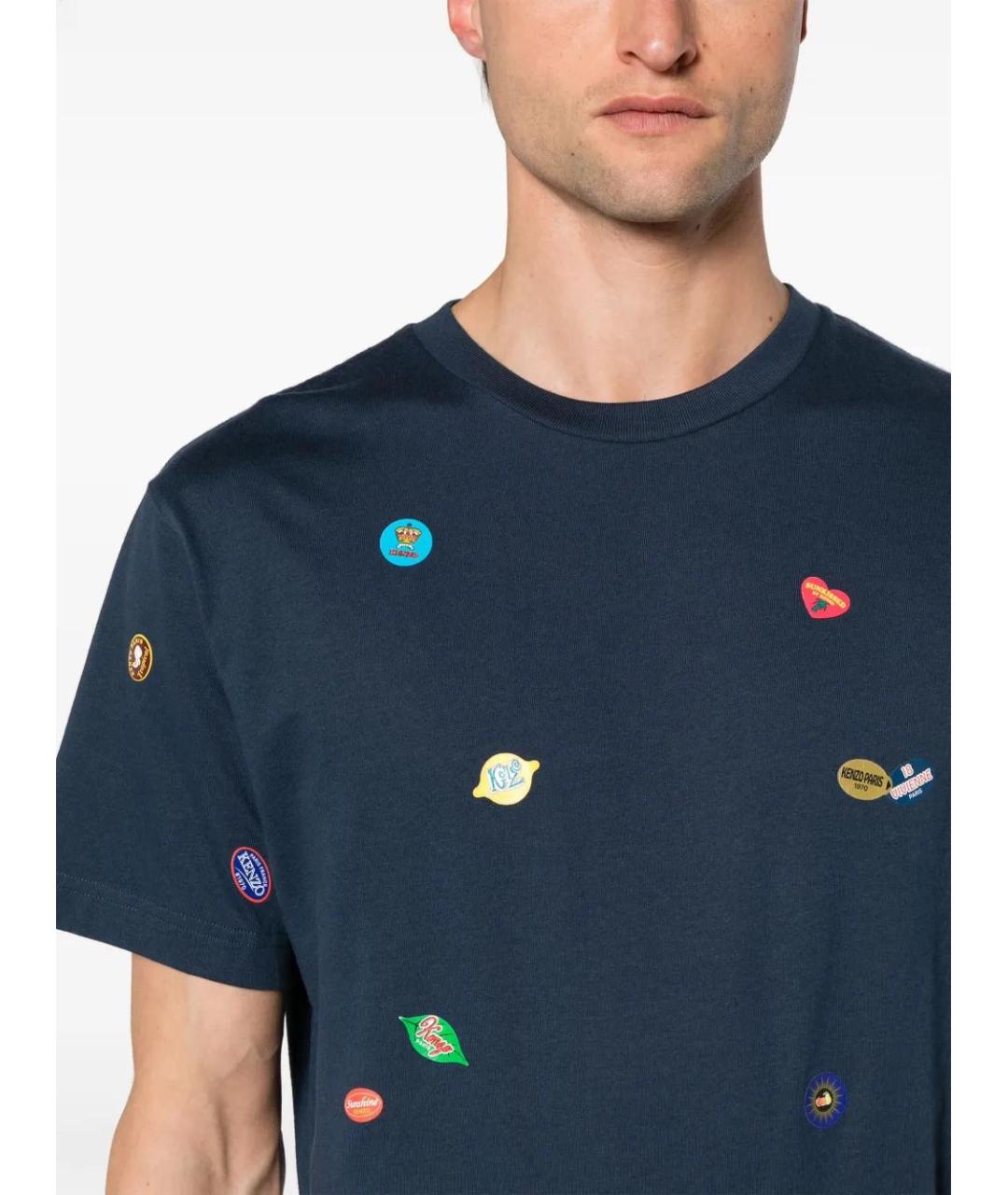 KENZO Темно-синяя хлопковая футболка, фото 5