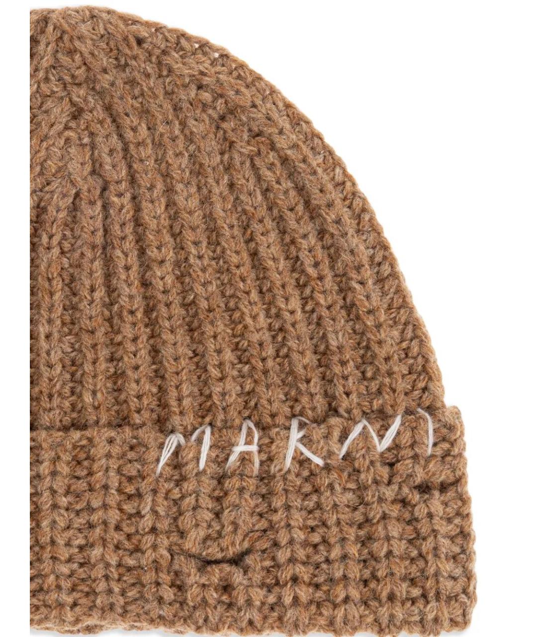 MARNI Коричневая шерстяная шапка, фото 3