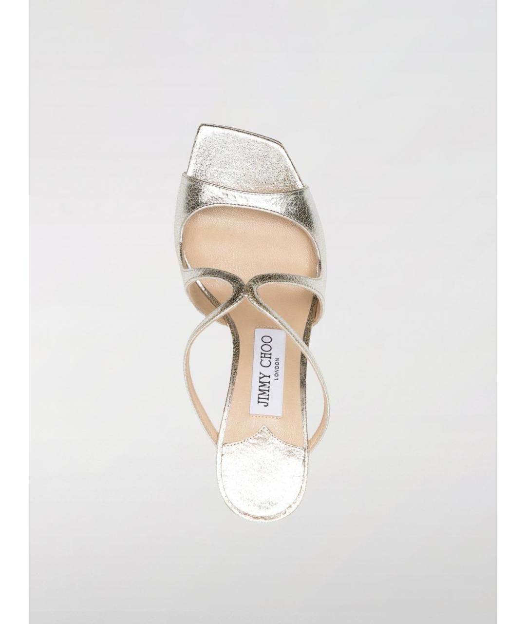 JIMMY CHOO Золотые кожаные мюли, фото 4