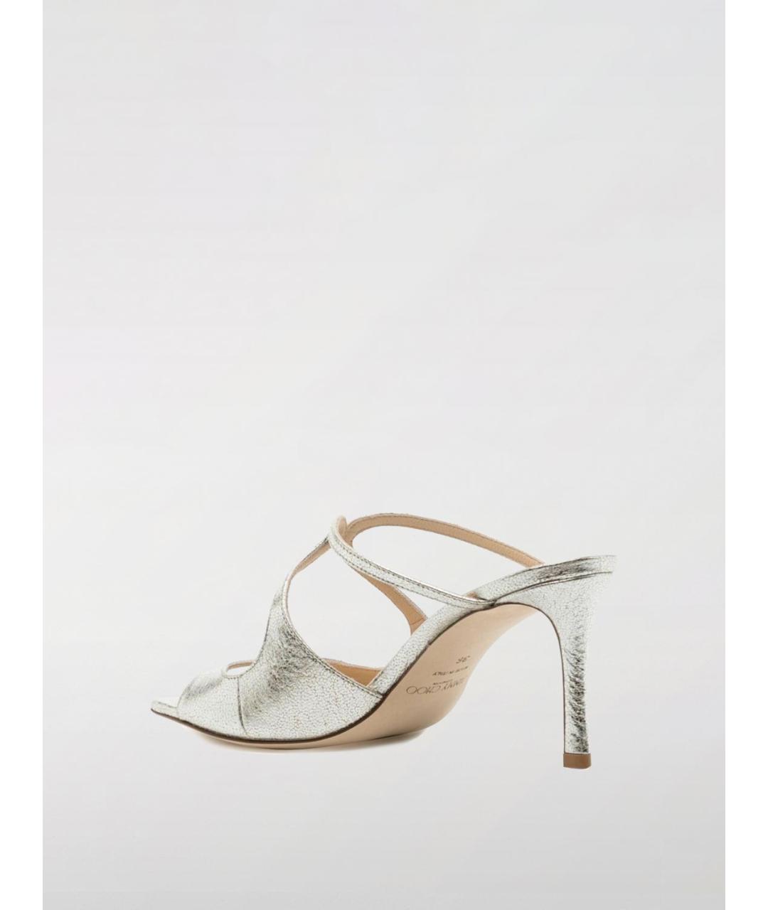 JIMMY CHOO Золотые кожаные мюли, фото 3