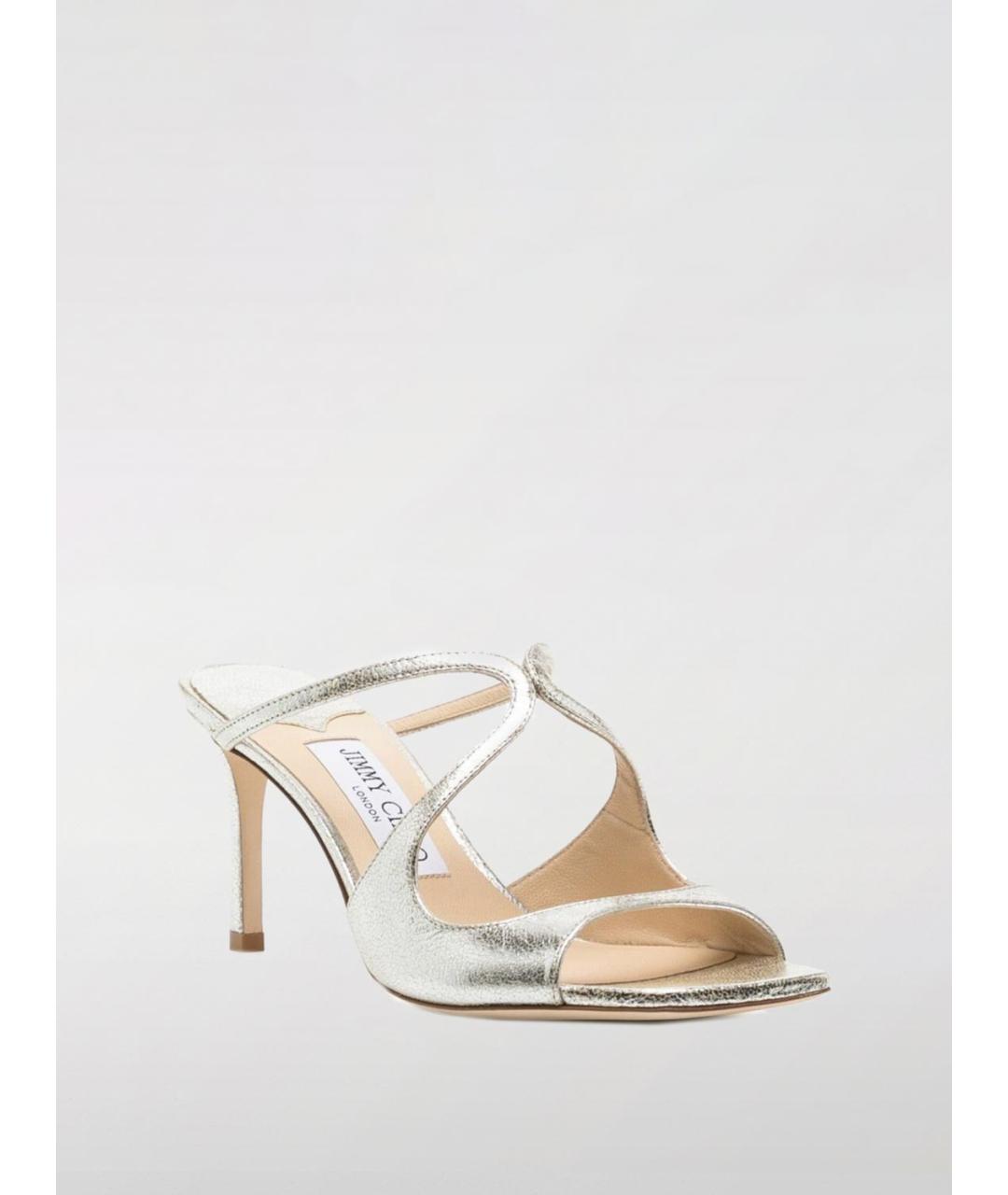 JIMMY CHOO Золотые кожаные мюли, фото 2