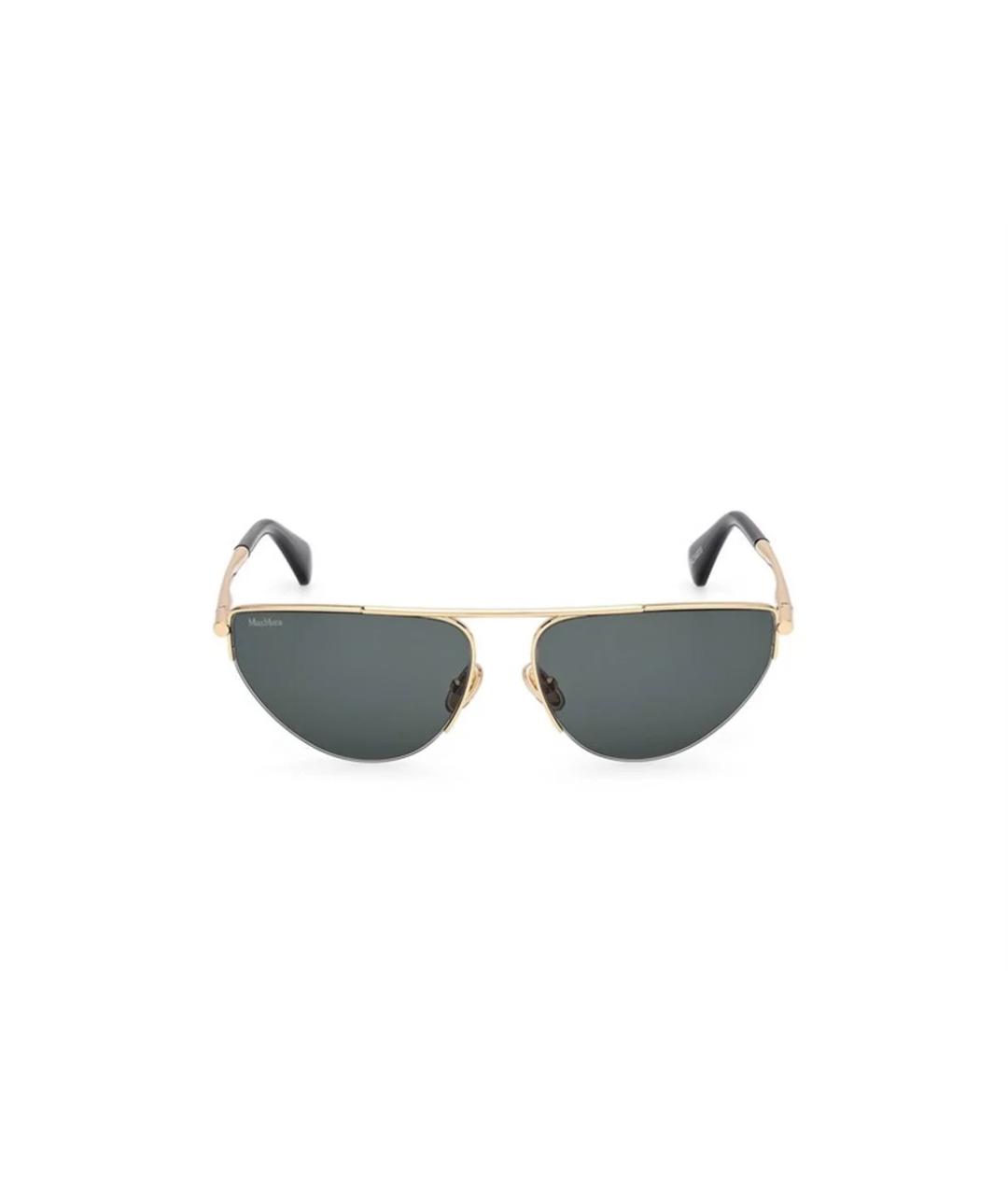 MAX MARA Золотые металлические солнцезащитные очки, фото 3